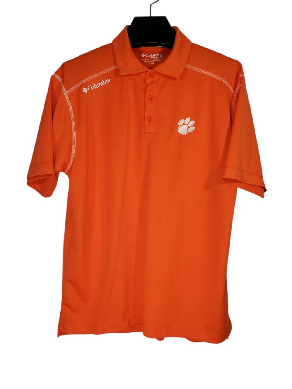 Clemson Tigers Columbia Golf Polo Shirt Men's L Orange Embroidered NCAA